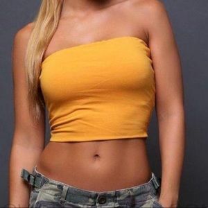 Yellow/mustard color tube top